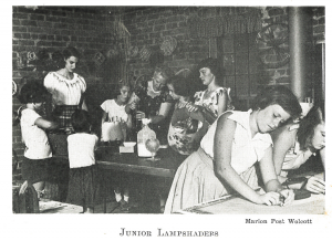 historic image of children building lampshades