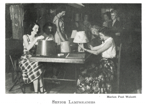 historic image of ladies creating lampshades